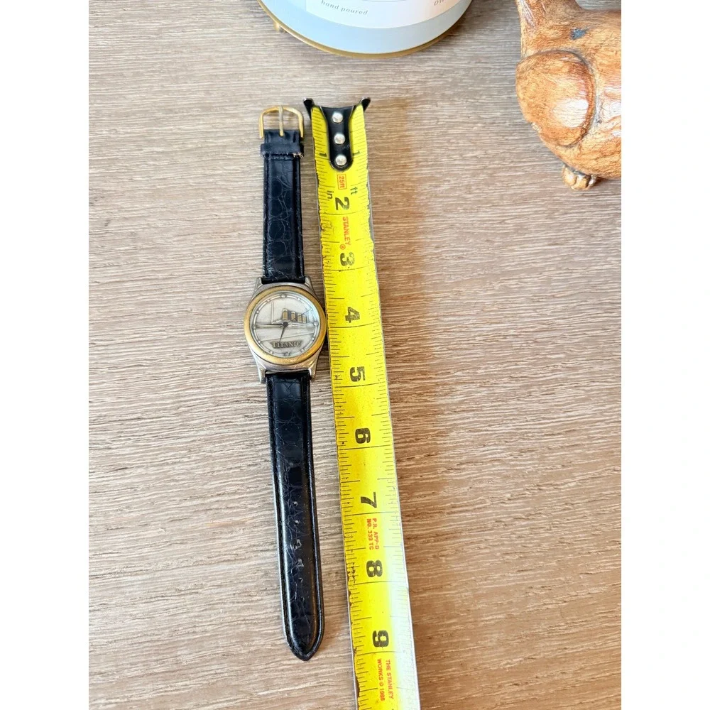 Fossil RMS Titanic Exhibition Watch Unisex Silver Gold Tone Black Strap OS